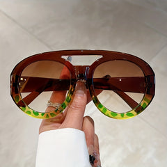 Y2K Top Bar Sunglasses Large Gradient Goggles UV400