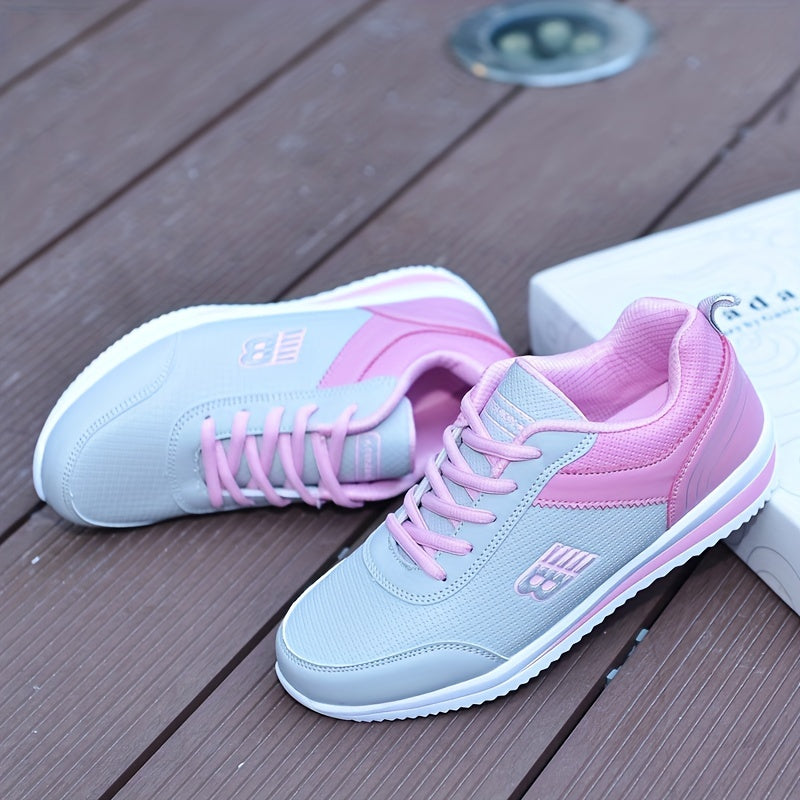 Pink Lightweight Women's Running Shoes Lace Up Sneakers