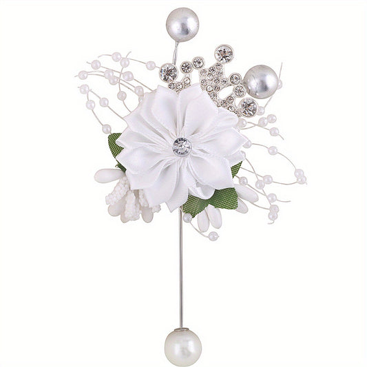 Faux Pearl Beaded Wristband Rhinestone Jewelry Bridal Flower