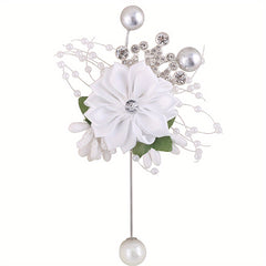 Faux Pearl Beaded Wristband Rhinestone Jewelry Bridal Flower