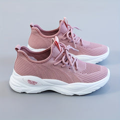 Women's Knit Sneakers Lace Up Running Shoes Soft Sole Comfort