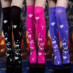 Graffiti Thigh High Socks Halloween Over The Knee Stockings