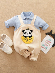 Cotton Jockstrap Romper Lovely Bear Graphic Baby Boys Body
