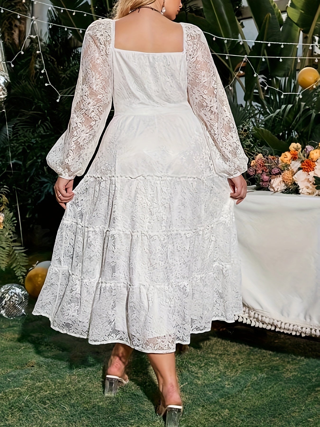 Lace Sleeve Maxi Evening Dress