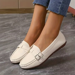 Women's Buckle Decor Slip On Loafers Soft Sole Outdoor Shoes