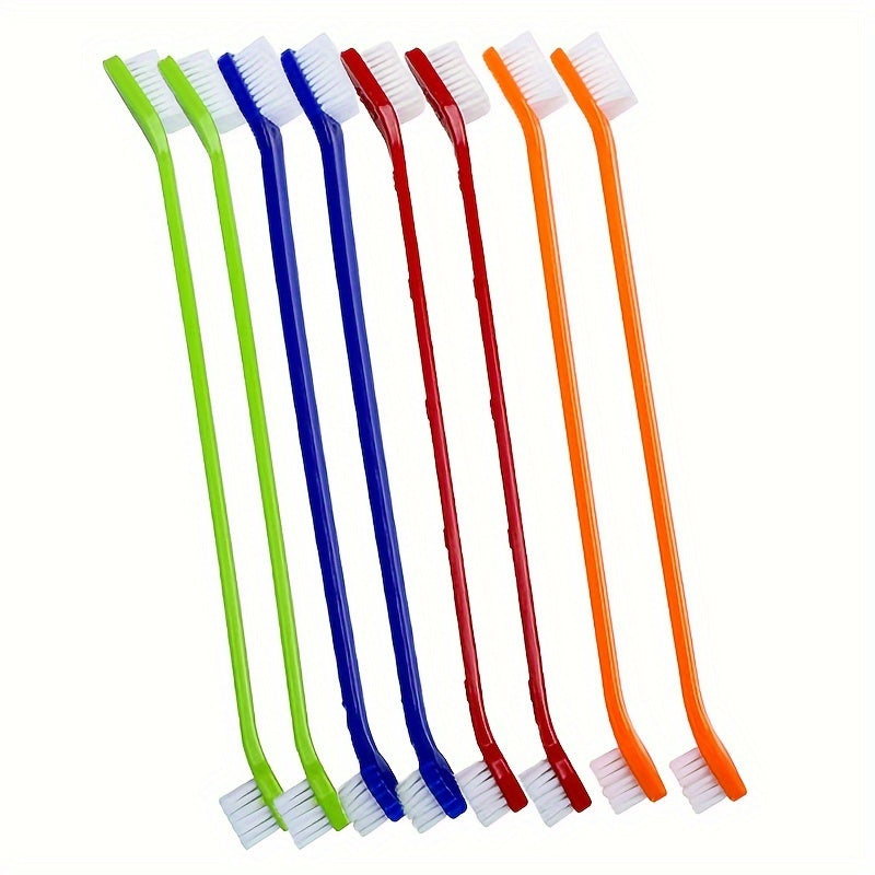8pcs Double Headed Pet Toothbrush Set Dental Hygiene Soft Bristle Dog Toothbrush