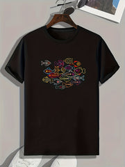Fish Print Men's Graphic T shirt Casual Tee For Summer
