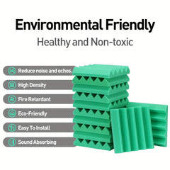 24pcs Green Sound Absorbing Cotton for Recording Room