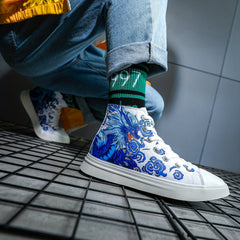 Men's Chinese Mythology High Top Canvas Sneakers with Good Grip