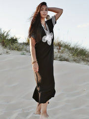 Boho Kaftan Dress Women's Plus Embroidered Beach Dress