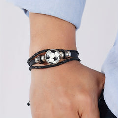 Sporty Style Handwoven Bracelet Basketball Football Beads Charm Woven Rope