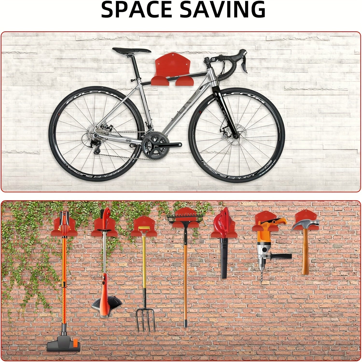 Garage Storage Rack Wall Hanging Trimmer Holder for Grass and Hedge Trimmer