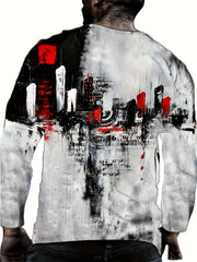 Graffiti 3D Print Men's Long Sleeve T-shirt Casual Graphic Top