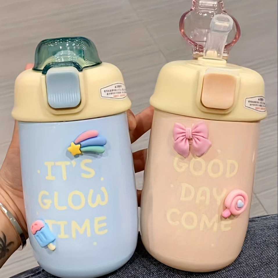 Small Vacuum Flask With Straw 13.86oz Thermal Bottle