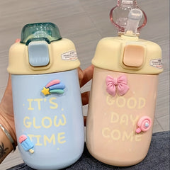 Small Vacuum Flask With Straw 13.86oz Thermal Bottle
