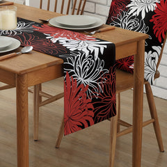 Abstract Floral Fabric Table Runner Red 33x182 cm