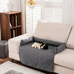 Waterproof Pet Sofa Cushion Grey Ultrasonic Cotton Bed