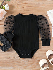 Baby Girl Polka Dot Mesh Sleeve Jumpsuit