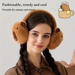 Cute Capybara Plush Earmuffs for Women - Warm Winter Accessory