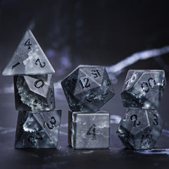 7pcs Matte Relief Gemstone Lightning Zircon Polyhedral Dices