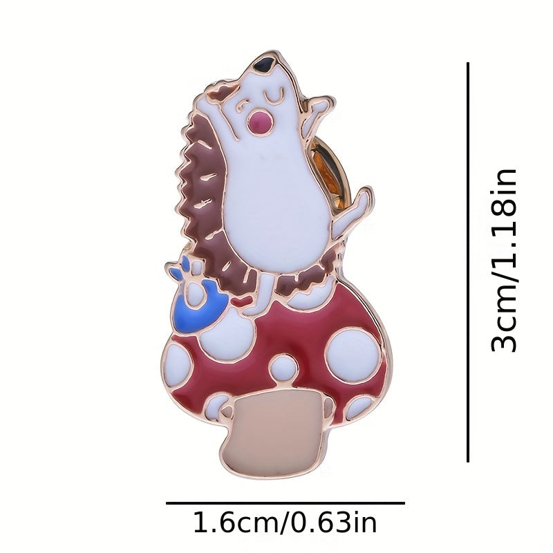 Cute Hedgehog Brooch for Girls Metal Cartoon Pin