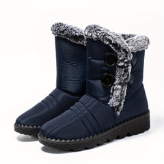 Faux Fur Lined Thermal Snow Boots Plush Round Toe Flat Winter Shoes