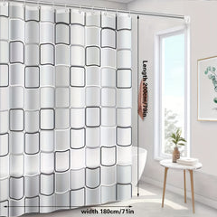 Large Checkered Shower Curtain PEVA Lined Waterproof Lattice Curtain