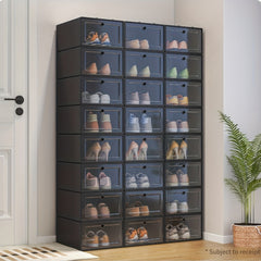12pcs High Shoe Box Transparent PP Stackable Shoes Storage Boxes for Men & Women