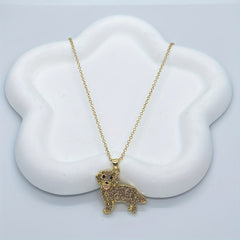 Golden Retriever Rhinestone Pet Pendant Necklace Dog Animal Jewelry