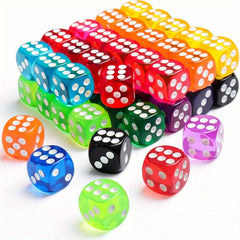 50pcs Multicolor Dice Set for Board Games 14mm, Math Learning Classroom