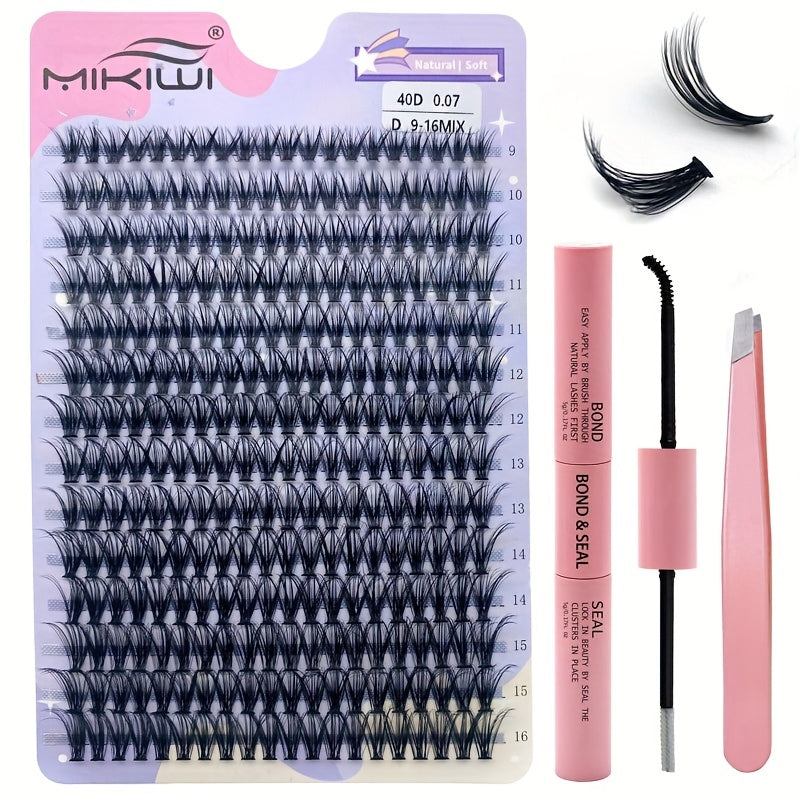 DIY Lash Clusters Kit - 2 in 1 Bond & Sealant Applicator - D Curling Volume
