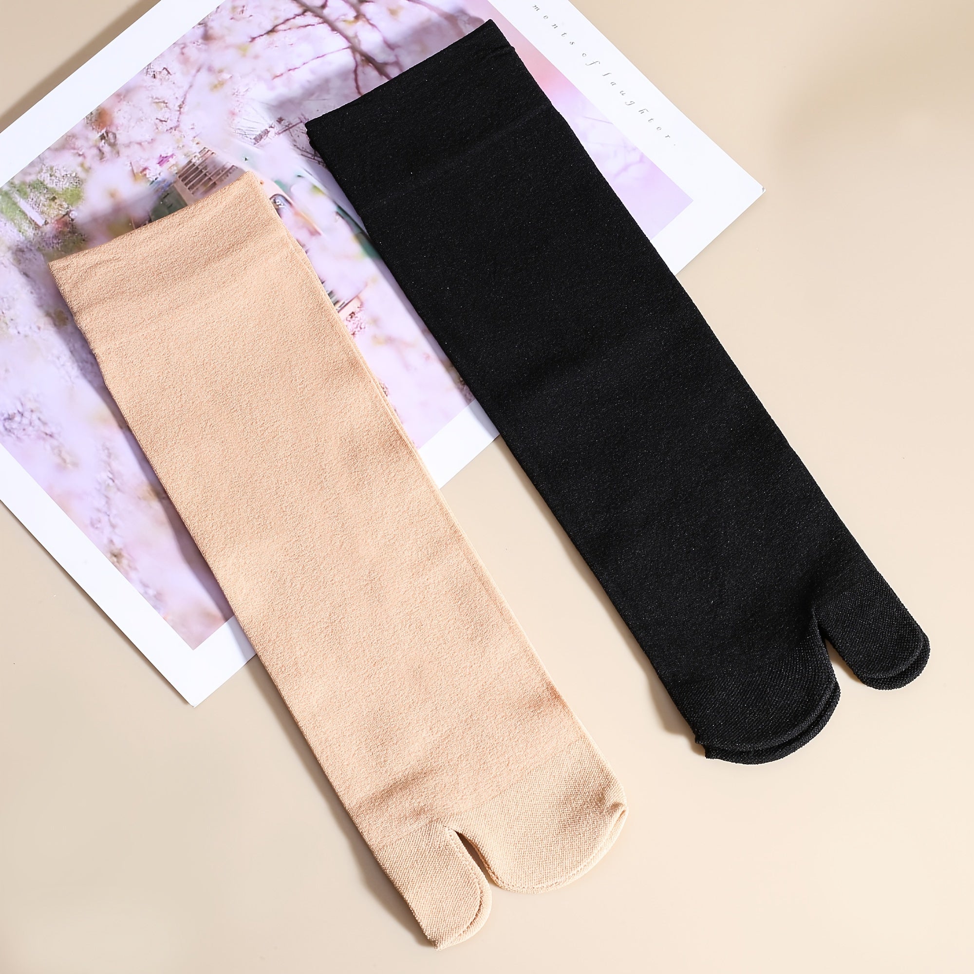 2 Pairs Split Toe Tabi Socks Breathable Non Slip Women's Stockings