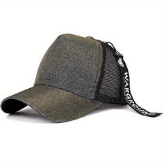 Glitter Hip Hop Trucker Hat Ribbon Decor Cotton Breathable Sunshade Baseball Cap