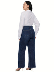 Button Fly Wide Leg Jeans