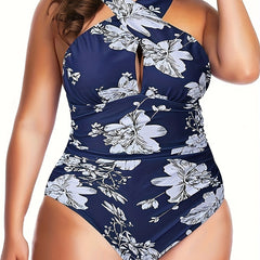 Floral Print Ruched Tummy Control One Piece Swimsuit