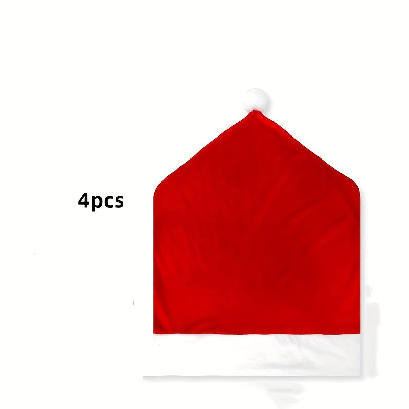 10pcs Red Hat Dining Chair Slipcovers for Christmas Decor