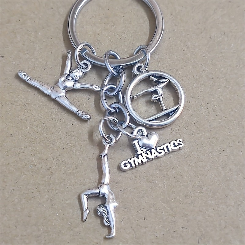 I Love Gymnastics Key Chain For Women - Gymnasts' Alloy Keychain