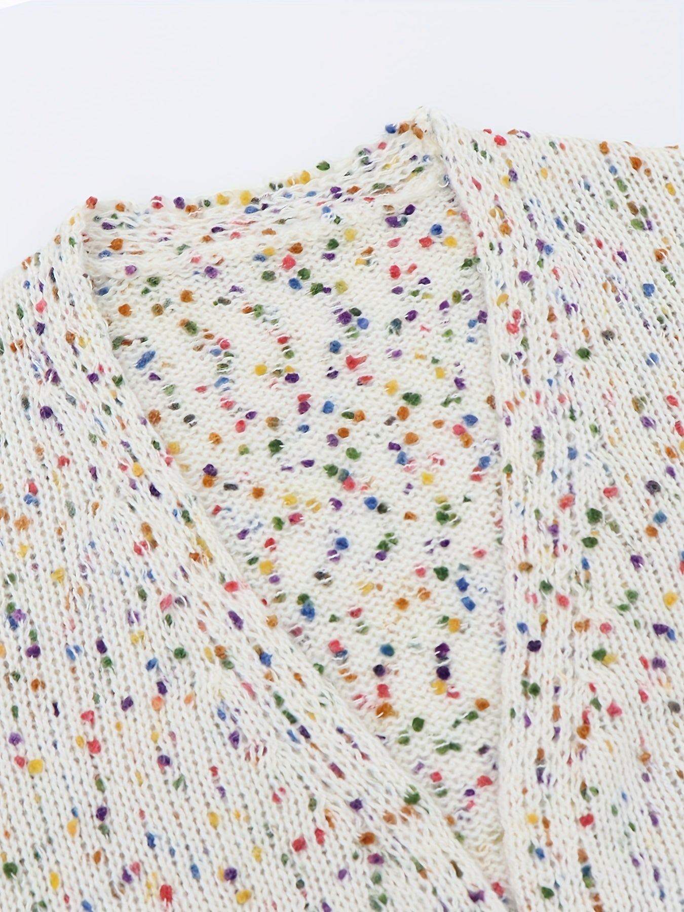 Colorful Dot Open Front Pocket Cardigan Long Sleeve Sweater for Fall & Winter