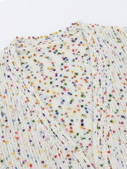 Colorful Dot Open Front Pocket Cardigan Long Sleeve Sweater for Fall & Winter