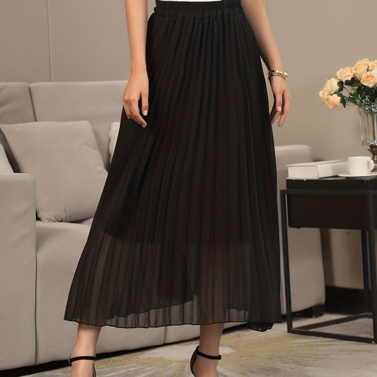 High Waist Pleated Maxi Skirt for Women