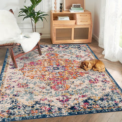 Bohemian Ornamental Carpet Area Rug Machine Washable Rugs Non Slip Backing