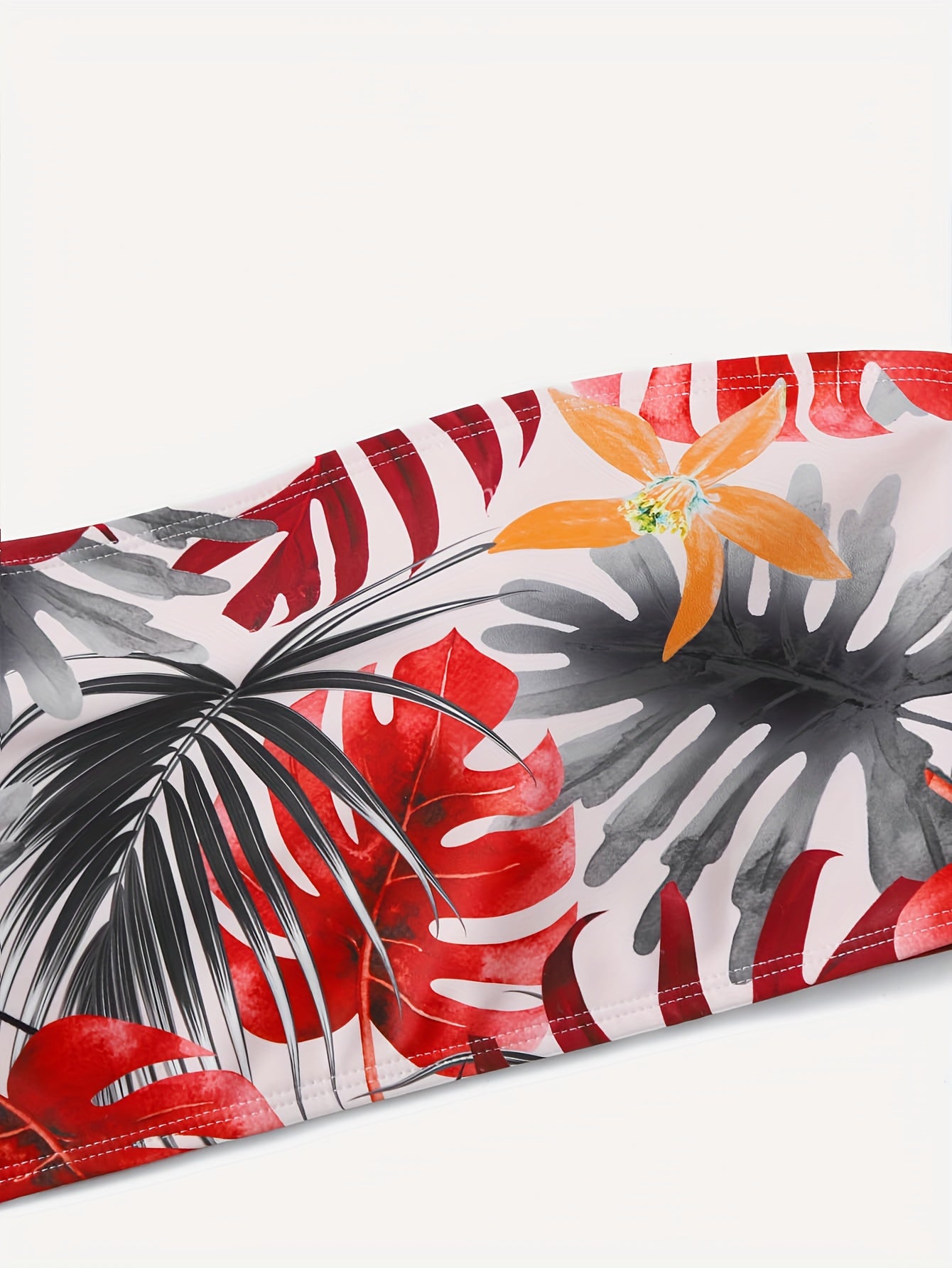 Boho Bikini Top Tropical Print Padded Strapless Swimwear Tube Bra