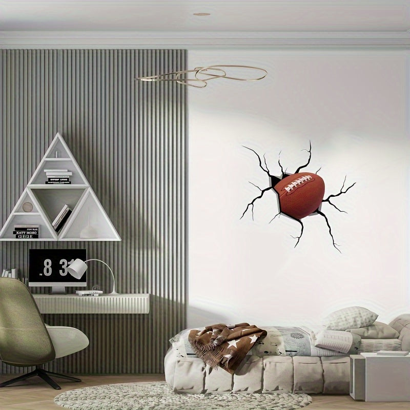3D Rugby Wall Sticker Self-Adhesive Vinyl Crack Mural Art Decorative Sticker