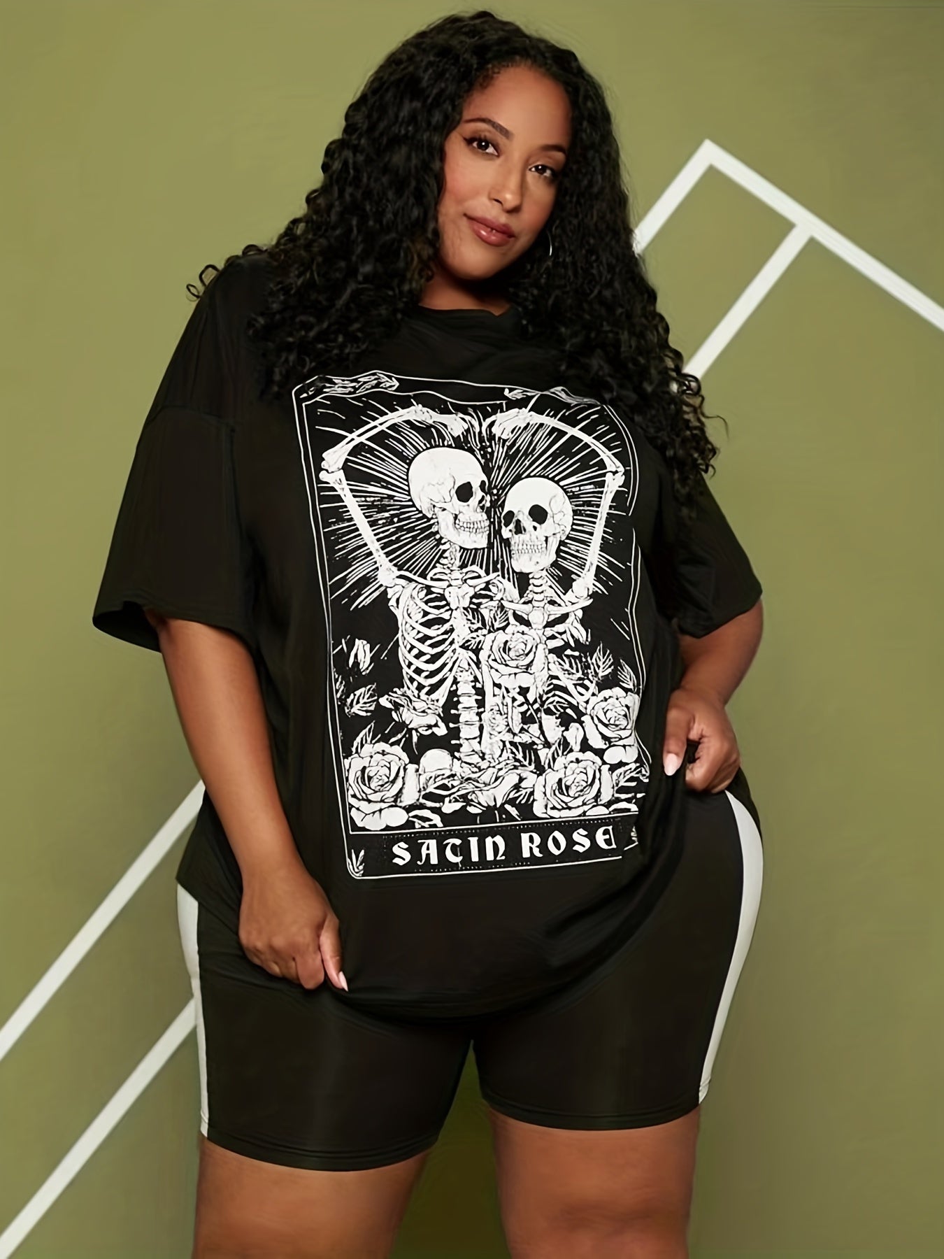 Halloween Skull Print Short Sleeve Sports Top Gym Tee