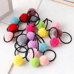 10pcs Girls Cartoon Plush Ball Hair Ties Sweet Decorative Hair Accessories