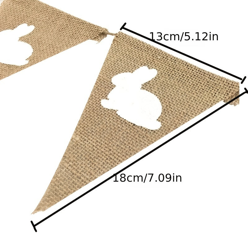 Bunny Banner Linen Rabbit Flags Easter Party Decoration