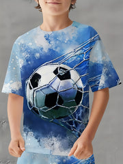 3D Soccer Print Kids Graphic T Shirt Short Sleeve Summer Top