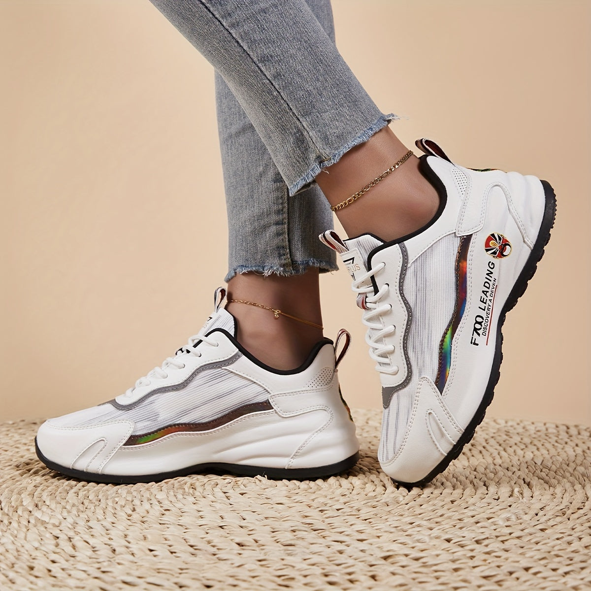 Chinese Style Block Run Shoes Reflective Stripes Soft Sole Sneakers