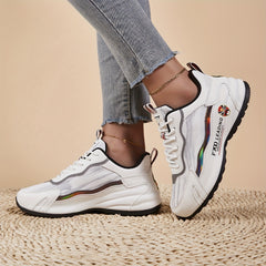 Chinese Style Block Run Shoes Reflective Stripes Soft Sole Sneakers