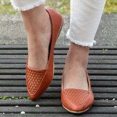Women's Pointed Toe Flat Shoes Braided Detail Slip On Soft Sole Ballet Flats